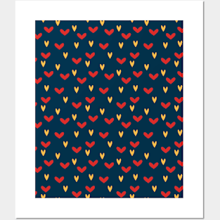 Mini Red & Yellow Hearts Repeated Pattern 077#001 Posters and Art